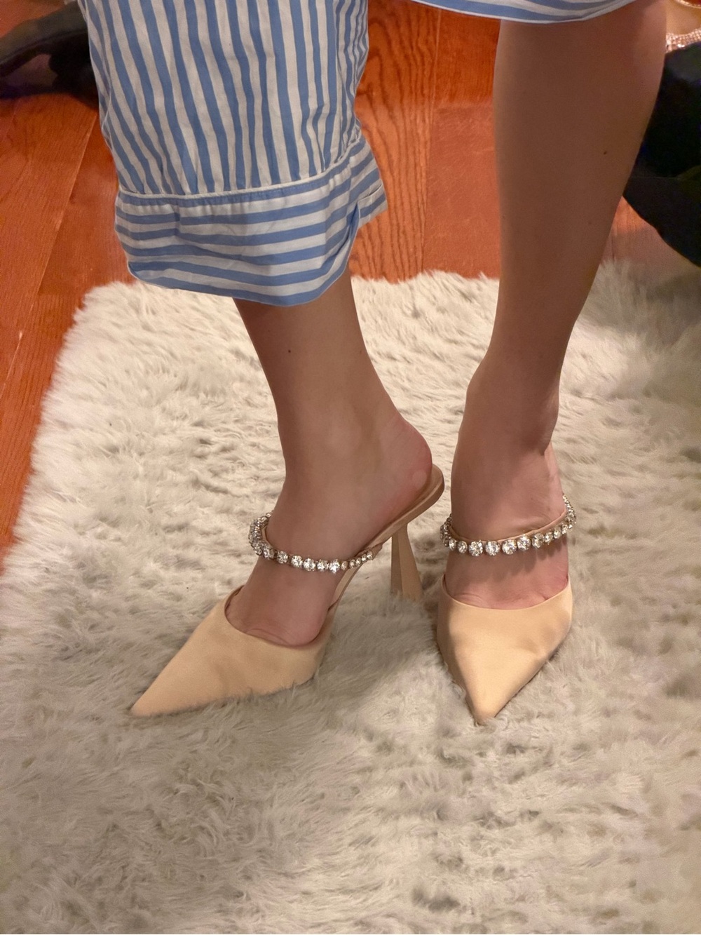 Zara Jeweled Satin Mule Nude - Picture 5 of 12